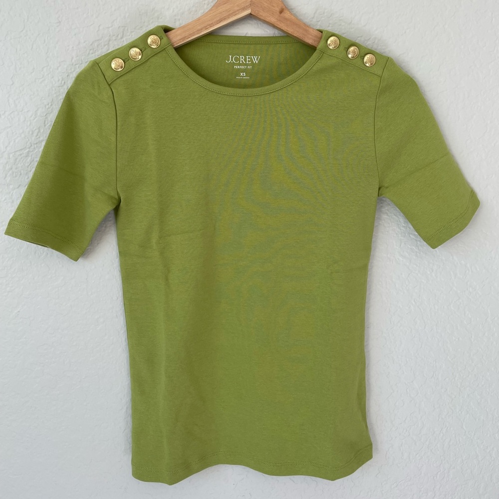J.crew Perfect-fit elbow-sleeve T-shirt with buttons